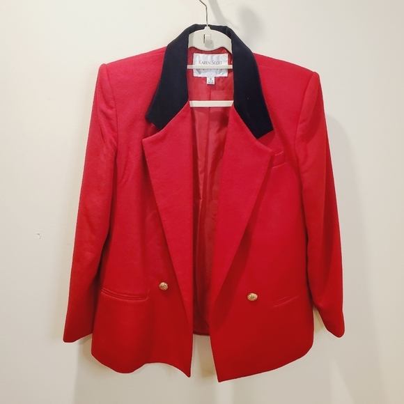 KAREN SCOTT women's red wool  blended blazer size 12 - Picture 1 of 11